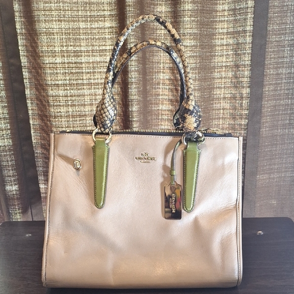 Coach Beige and Green Tote Bag - Picture 1 of 16